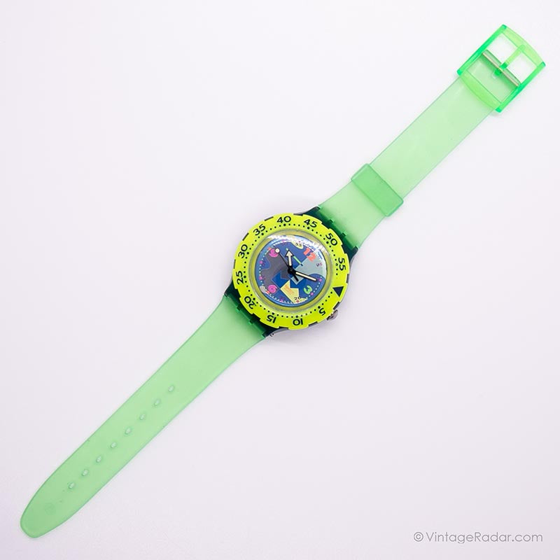 1993 Swatch SDN103 OVER THE WAVE Watch | Vintage Colorful Swatch