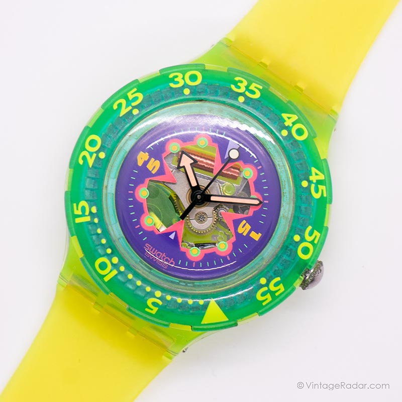 Vintage 1993 Swatch SDJ101 BAY BREEZE Watch | Green Swatch Scuba