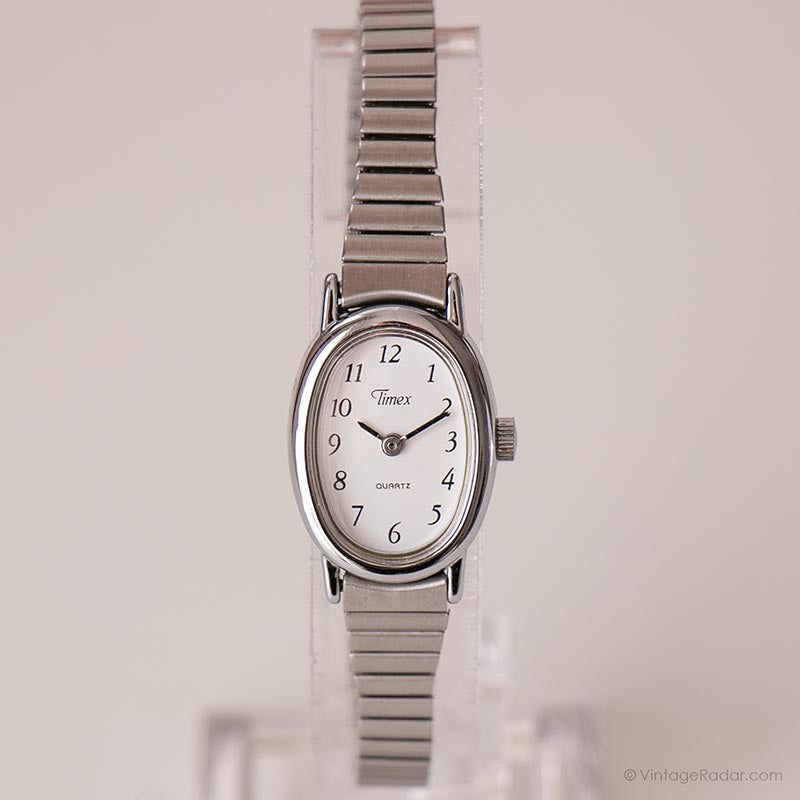Vintage Silver-tone Oval Timex Watch | Ladies Stainless  display picture 2