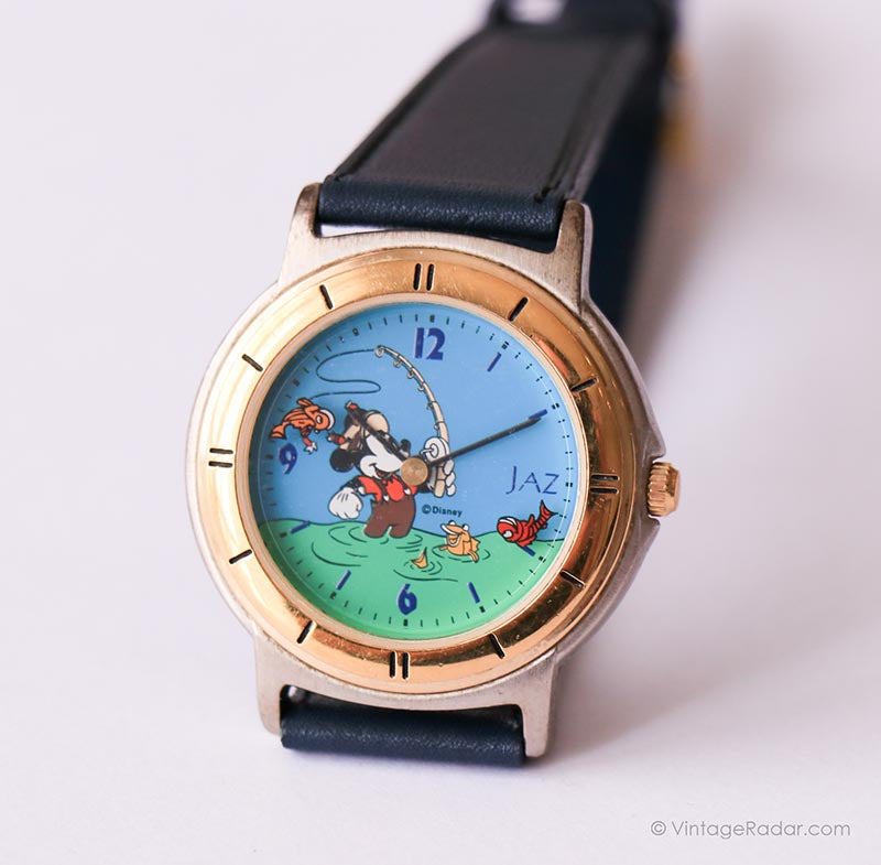 JAZ Mickey Mouse Fishing Disney Quartz Watch Ultra Rare  display picture 2