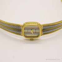Vintage Elgin Striped Watch | Gold-tone Wristwatch for Ladies