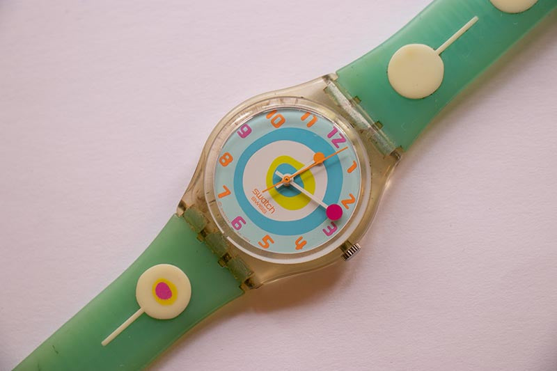 Swatch Watch  GE157 MINTY MOUTHFUL Vintage Swatch MINTY MOUTHFUL GE157 Ladies Watch | Colorful  main image 2