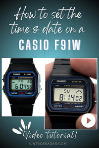 How to set the time and date on a Casio F91W watch