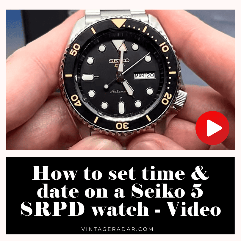 How to set the time & date on a Seiko 5 SRPD watch - Video