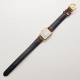 Small Gold-Tone Rectangular Minimalistic Quartz Watch for Women