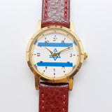 Gold-Tone Israel Flag Dial and Hour Markers Watch for Women