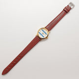 Gold-Tone Israel Flag Dial and Hour Markers Watch for Women