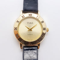 Small Gold-Tone Time Quartz Watch for Women with Roman Numerals