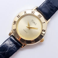 Small Gold-Tone Time Quartz Watch for Women with Roman Numerals