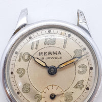 1950 Herma 15 Jewels français montre pour les pièces et la réparation - ne fonctionne pas