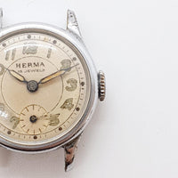 1950 Herma 15 Jewels français montre pour les pièces et la réparation - ne fonctionne pas
