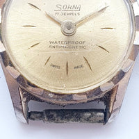 Sorna 17 Jewels Swiss Made Mechanical Watch for Parts & Repair - لا تعمل