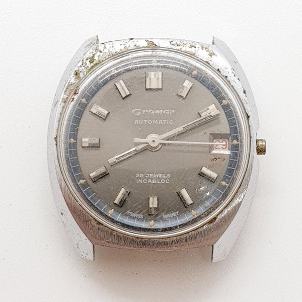 Gramar 25 Jewels Automatic Swiss Made Watch for Parts & Repair - NOT WORKING