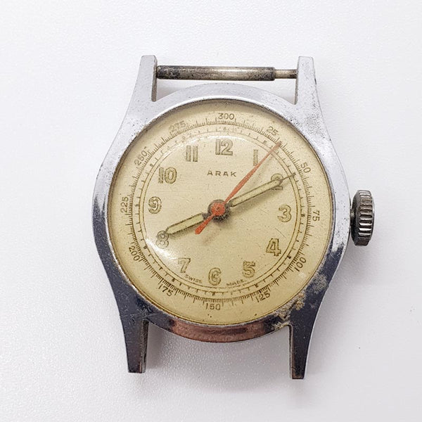Arak Swiss Made WWII Military Sorag Watch for Parts & Repair - NOT WORKING