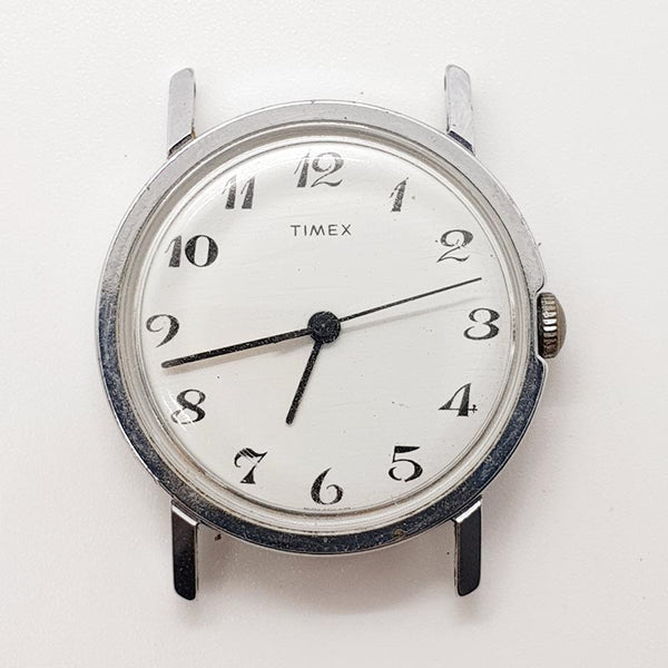 White Dial Timex Mechanical Date Watch for Parts & Repair - NOT WORKING