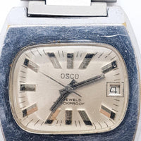 ساعة ميكانيكية مستطيلة الشكل من السبعينيات لقطع الغيار والإصلاح من Osco - لا تعمل