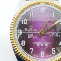 Purple Dial Bourbon Super De Luxe Swiss Watch for Parts & Repair - NOT WORKING