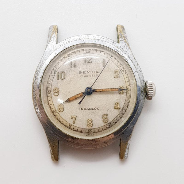 1950s Semca 17 Jewels Swiss Watch for Parts & Repair - NOT WORKING