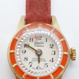 Red Omnia 17 Jewels orologio malato svizzero per parti e riparazioni - Non funziona