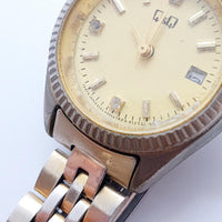 Q&Q Mother of Pearl Mechanical Watch for Parts & Repair - NOT WORKING