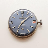 Cauny Titan 17 Jewels Swiss Blue Dial Watch for Parts & Repair - NOT WORKING