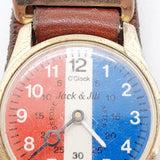ساعة جاك آند جيل السويسرية باللونين الأحمر والأبيض والأزرق لقطع الغيار والإصلاح - لا تعمل