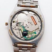 Dos tonos Junghans Cuarzo de acero reloj Para piezas y reparación, no funciona