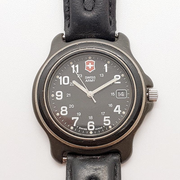Quadrante nero orologio per composizione dell'esercito svizzero per parti e riparazioni - non funziona