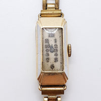 1920S Art Deco Rectangular Gold-Plated reloj Para piezas y reparación, no funciona