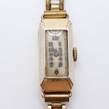 1920S Art Deco Rectangular Gold-Plated reloj Para piezas y reparación, no funciona