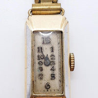 1920S Art Deco Rectangular Gold-Plated reloj Para piezas y reparación, no funciona