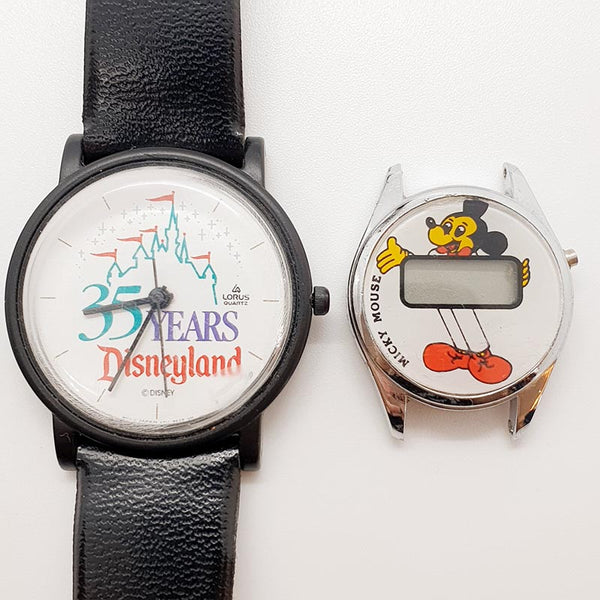 2 90s Mickey Mouse Analog Digital Watches for Parts & Repair - NOT WORKING