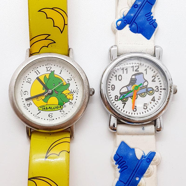 Lot of 2 Kids Funky Colorful Quartz Watches for Parts & Repair - NOT WORKING