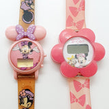Viel von 2 Minnie Mouse Disney Digitaler Quarz Uhren Für Teile & Reparaturen - nicht funktionieren