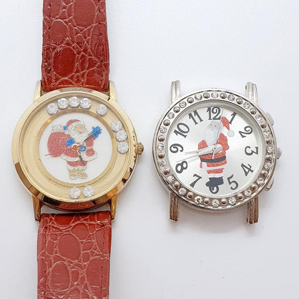 Lot of 2 Santa Christmas Kids Toy Watches for Parts & Repair - NOT WORKING