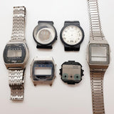 Lot de 6 retro Casio Casos de relojes digitales para piezas y reparación: no funciona