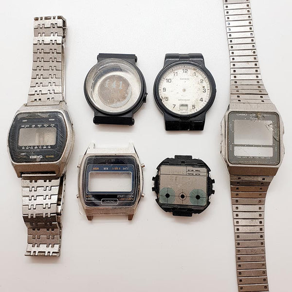Beaucoup de 6 rétro Casio Cas de montres numériques pour pièces et réparation - ne fonctionne pas