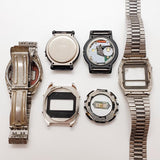 Lot of 6 Retro Casio Cases Digital Watches for Parts & Repair - NOT WORKING