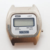 1980s CONSO Quartz Day Date Digital Watch for Parts & Repair - NOT WORKING
