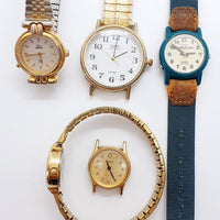 Lot of 5 Timex Quartz Ladies Watches for Parts & Repair - NOT WORKING