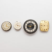Lot of 4 Old Movements Watches for Parts & Repair - NOT WORKING