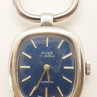 Dial azul Avia 17 joyas suizas hechas mecánicas reloj Para piezas y reparación, no funciona