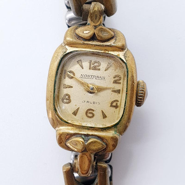 ساعة Art Deco Nostrana 17 Rubis Rolled Gold لقطع الغيار والإصلاح - لا تعمل