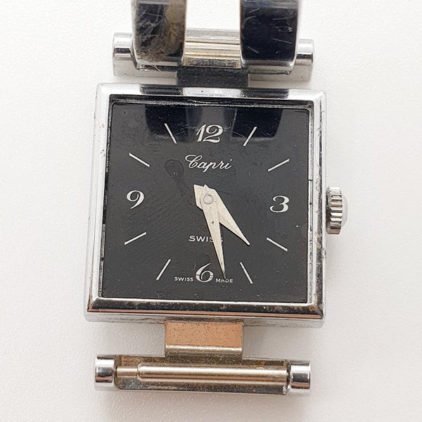 Luxury Black Dial Capri Swiss-Made Square Watch for Parts & Repair - NOT WORKING