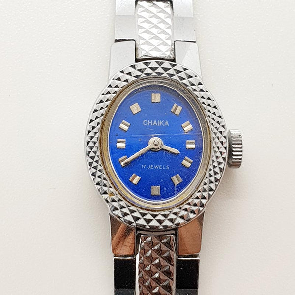 ساعة سوفيتية ذات قرص أزرق Chaika 17 Jewels لقطع الغيار والإصلاح - لا تعمل