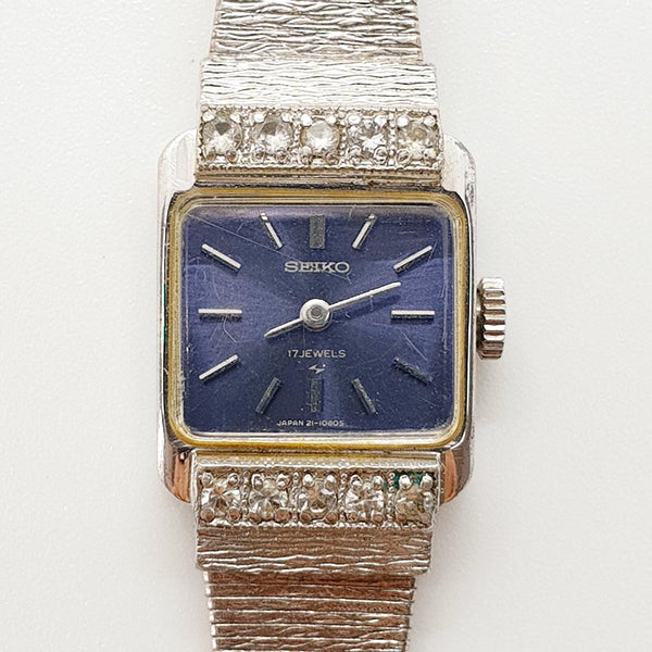 Blue Dial Seiko 17 Jewels Diamond Style 21-10805 Watch for Parts & Repair - NOT WORKING