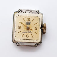 UMF Ruhla 16 chapado en oro Rubis alemán reloj Para piezas y reparación, no funciona