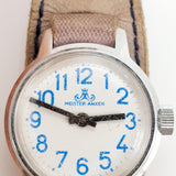 حكيم Anker ساعة ألمانية باللون الأزرق مصنوعة في ألمانيا الشرقية لقطع الغيار والإصلاح - لا تعمل