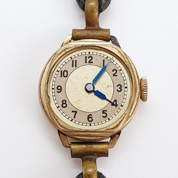 Orologio placcato in oro per la seconda guerra mondiale di Art Deco degli anni '40 per parti e riparazioni - Non funziona