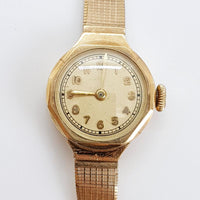 1940 art deco wwii chapado en oro reloj Para piezas y reparación, no funciona